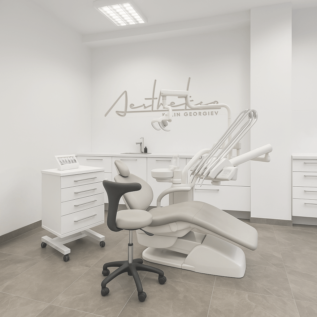 Съвременен дентален кабинет в клиника Aesthetico с оборудване за прецизни стоматологични и хирургични процедури